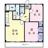 レジダンス・アンソレイエ 2DKの間取り