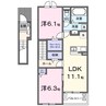 バンブーグロー岩出 2LDKの間取り