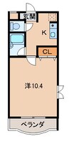クレスト中津（Ⅰ） 1Kの間取り