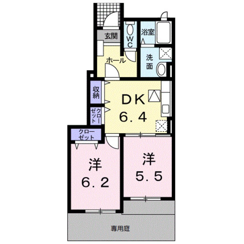 間取図 きのくに線・紀勢本線/道成寺駅 徒歩9分 1階 築16年