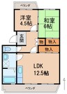 マンション財 2LDKの間取り