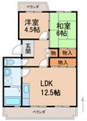 マンション財 2LDKの間取り