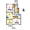 ハイフィールド栄谷 A棟 2DKの間取り