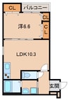 フジパレス吹屋町Ⅱ番館 1LDKの間取り