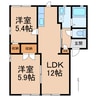 フォーレスうえだ 2LDKの間取り