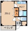 サンハイツ紀三井寺 1Kの間取り