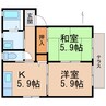 南海本線/和歌山市駅 バス:20分:停歩5分 1階 築25年 2Kの間取り