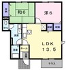 リヴィエール岩出Ⅰ 2LDKの間取り
