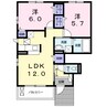 グランデ喜里 2LDKの間取り