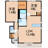シャーメゾン紀水 2LDKの間取り