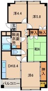 メゾンリビエール 4DKの間取り
