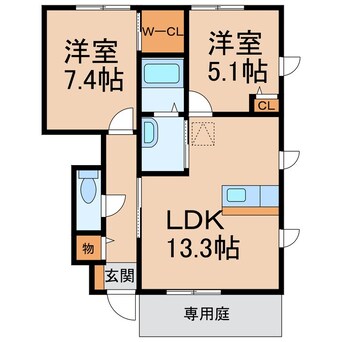 間取図 きのくに線・紀勢本線/紀三井寺駅 徒歩18分 1階 築21年