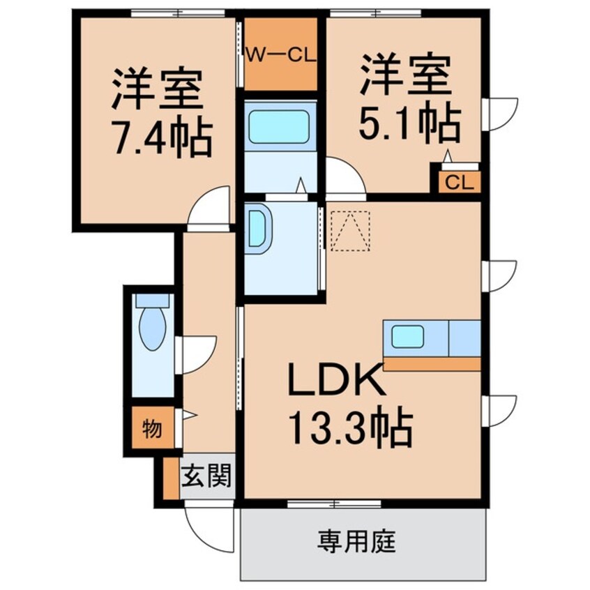 間取図 きのくに線・紀勢本線/紀三井寺駅 徒歩18分 1階 築21年