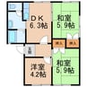 ハイツ花園 3DKの間取り