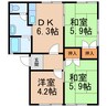 ハイツ花園 3DKの間取り