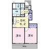 コートジュネス Ⅴ 2DKの間取り