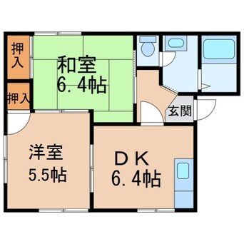 間取図 南海本線/和歌山市駅 バス25分和歌浦口下車:停歩7分 1階 築38年