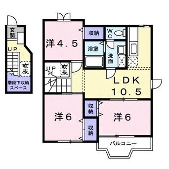 間取図 きのくに線・紀勢本線/紀三井寺駅 徒歩27分 2階 築19年