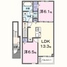 ケーズコート中迫2 2LDKの間取り