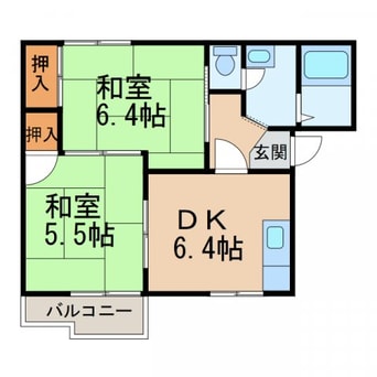 間取図 南海本線/和歌山市駅 バス25分和歌浦下車:停歩6分 2階 築39年