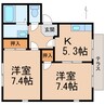 フレグランス秋桜 2Kの間取り