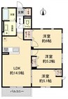 仮）海南市重根集合住宅 3LDKの間取り