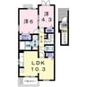 リノ小松原Ⅱ 2LDKの間取り