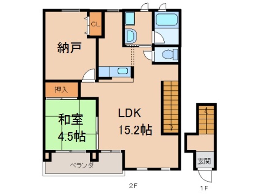 間取図 きのくに線・紀勢本線/海南駅 徒歩7分 2階 築18年