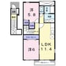 コートジュネス　Ⅱ 2LDKの間取り