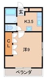 マザーテラス 1Kの間取り