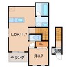 クラウンハイツ紀三井寺Ⅱ 1LDKの間取り