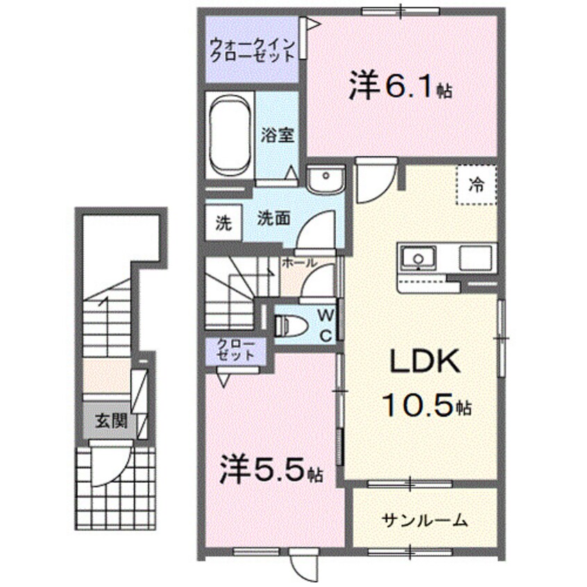 間取図 きのくに線・紀勢本線/黒江駅 徒歩13分 2階 1年未満