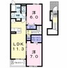 プルメリア加納Ⅱ 2LDKの間取り