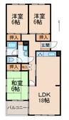 クラウンハイツ東高松 3LDKの間取り