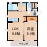 ベレオ黒田 1LDKの間取り