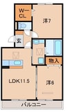 D-room福島 2LDKの間取り