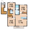 シャーメゾン下中島 3LDKの間取り