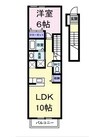 パルテール吉備 1LDKの間取り