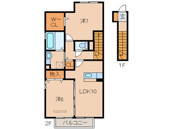 間取図 きのくに線・紀勢本線/加茂郷駅 徒歩10分 2階 築12年