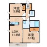 シャーメゾン紀泉 2LDKの間取り