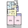 コートジュネス Ⅱ 2DKの間取り