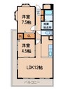 メゾン山水Ⅲ 2LDKの間取り