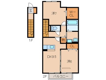 間取図 Ｄ-ｒｏｏｍ ＭＡＬＤＡ Ｂ棟