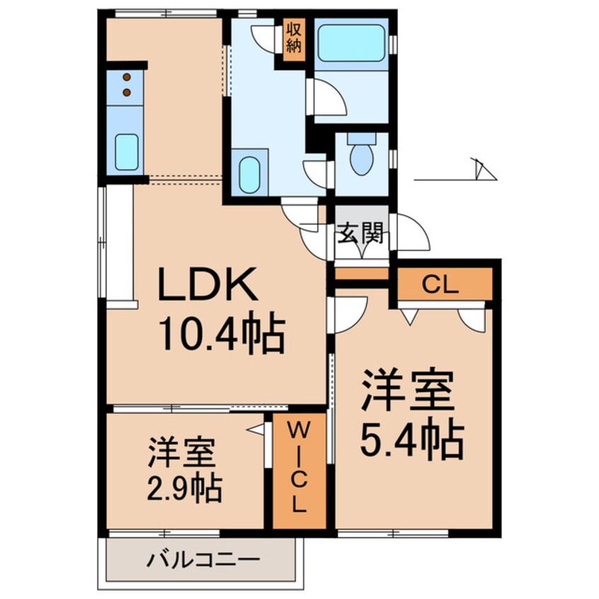 間取図 きのくに線・紀勢本線/海南駅 徒歩8分 2階 築35年