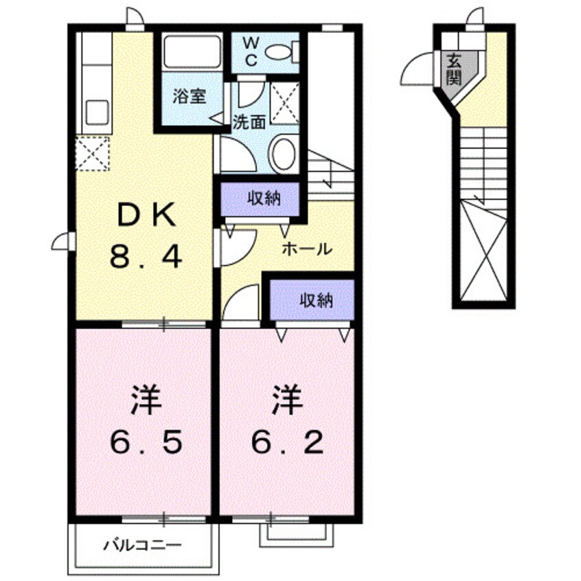 間取図 きのくに線・紀勢本線/紀三井寺駅 徒歩17分 2階 築23年