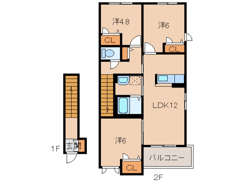 間取図 きのくに線・紀勢本線/箕島駅 徒歩8分 2階 築14年