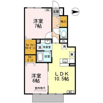 間取図 Ｄ-ｒｏｏｍ内原Ｂ棟