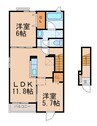 シャン・ノールⅩⅦ 2LDKの間取り