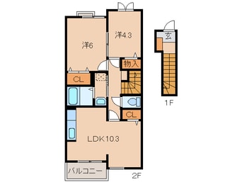 間取図 きのくに線・紀勢本線/宮前駅 徒歩20分 2階 築10年