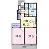 コートジュネス Ⅱ 2DKの間取り